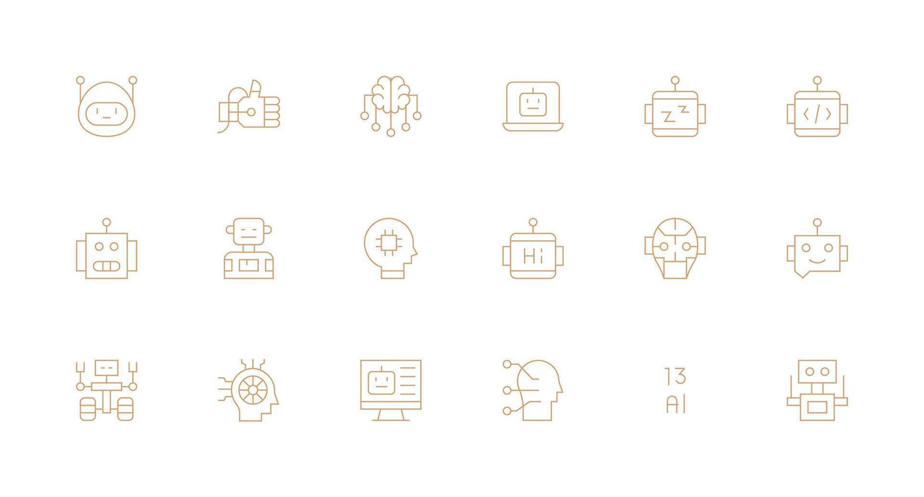 18 Minimal Line Icons for Artificial Intelligence Graphics Interface Icons for Daily Use vector