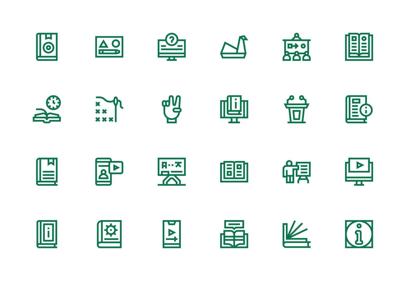 Tutorial Design Icons featuring 24 in Thick Line Line Style Style Icon Set vector
