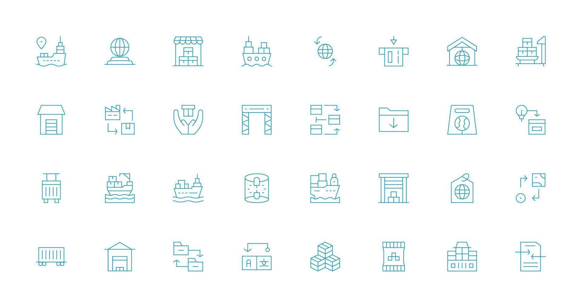 Import Design Icons featuring 32 in Thin Line Style Display Icon Pack vector