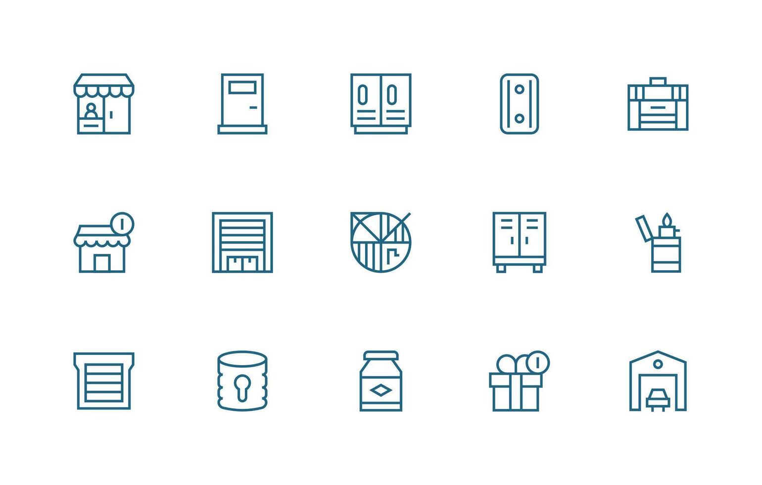 Closed Visual Pack containing 15 Regular Line Icons Interface Icons for Daily Use vector