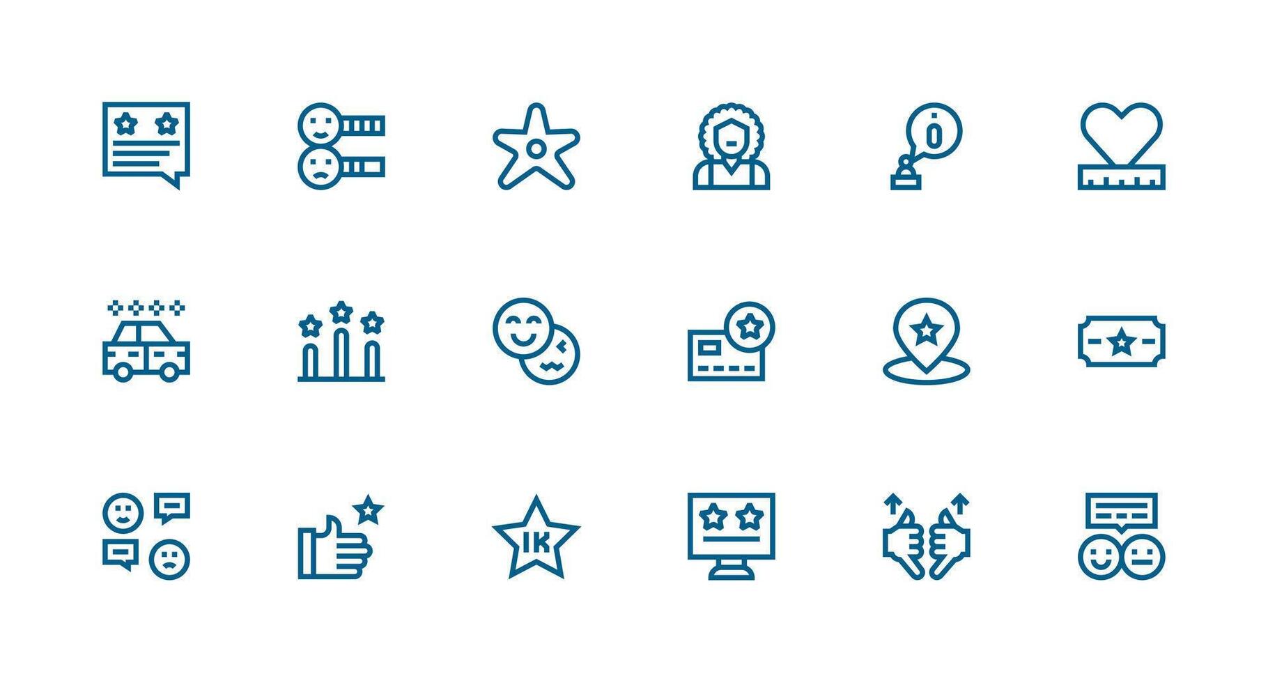 Rating Design Icons featuring 18 in Strong Stroke Line Style Clean Set for Layout Prototypes vector