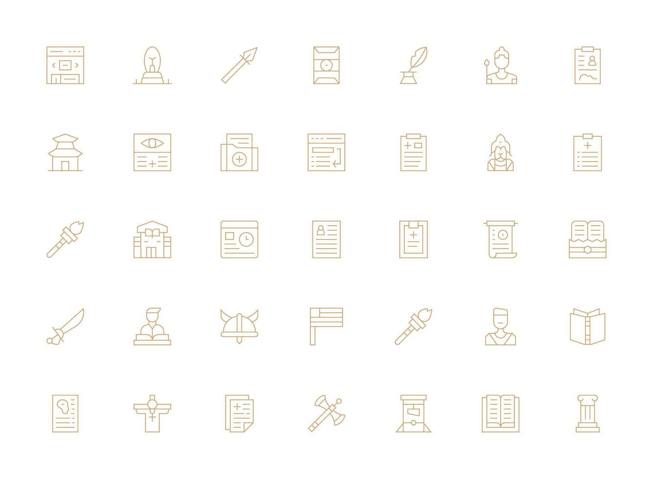 35 Icons for History in Light Line Format UI and UX Focused Icon Collection vector