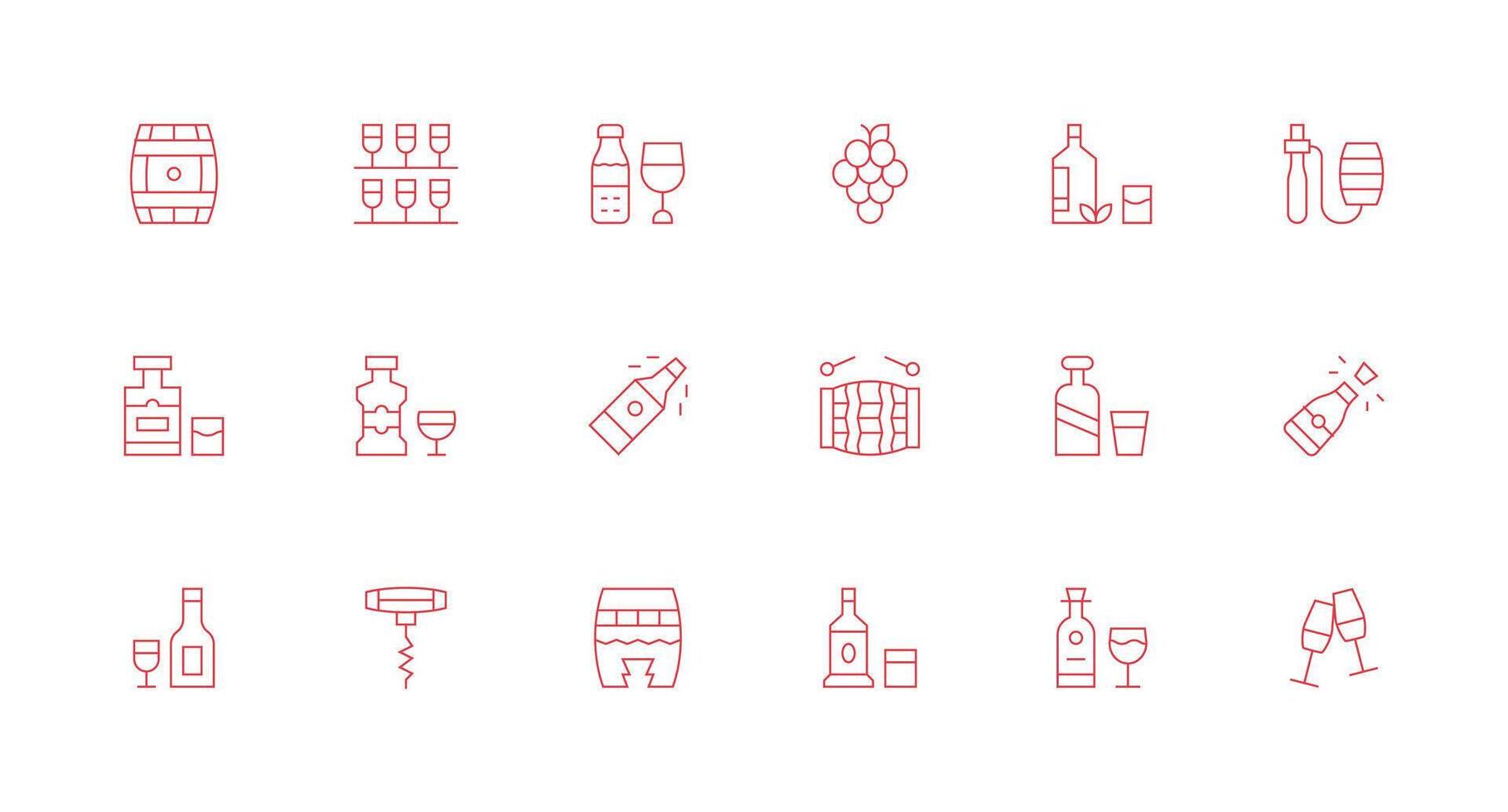 18 mínimo línea íconos para vino gráficos rápido acceso íconos para ui desarrollo vector