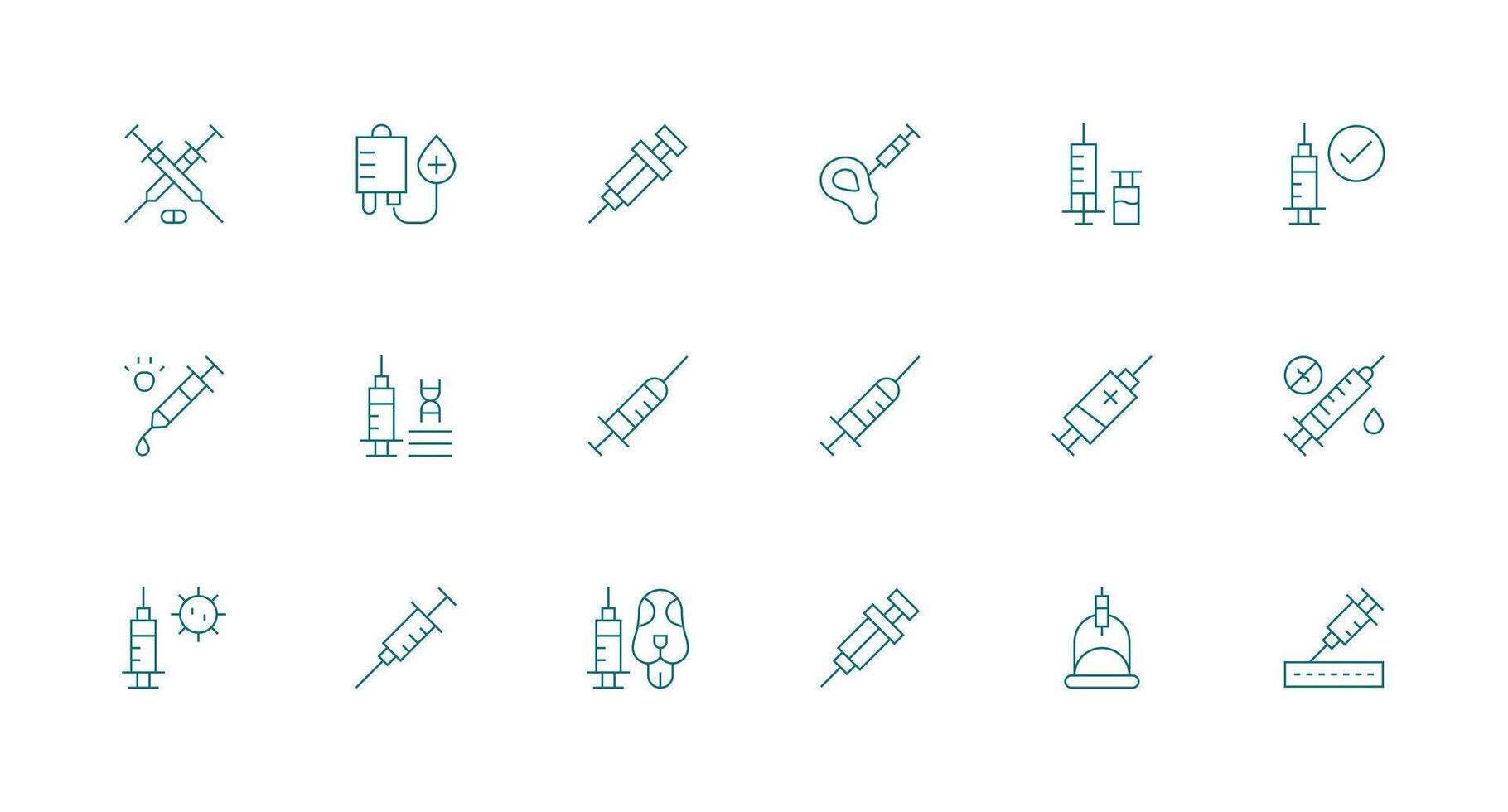 Vaccination Icon Set with 18 Minimal Line Graphics Display Icon Pack vector