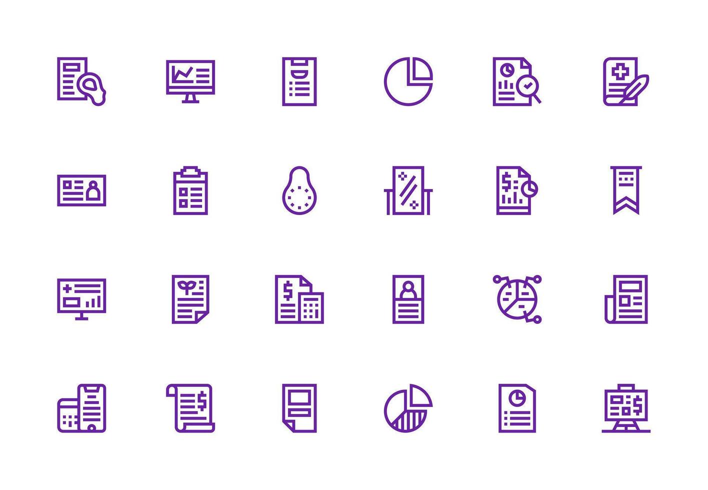 24 Thick Line Line Icons for Summary Graphics Full Icon Library for UI Designers vector