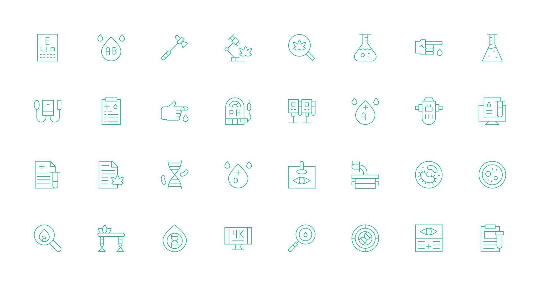 Thin Line Style Testing Icons with 32 Vectors Scalable Icons for Cross-Platform Interfaces