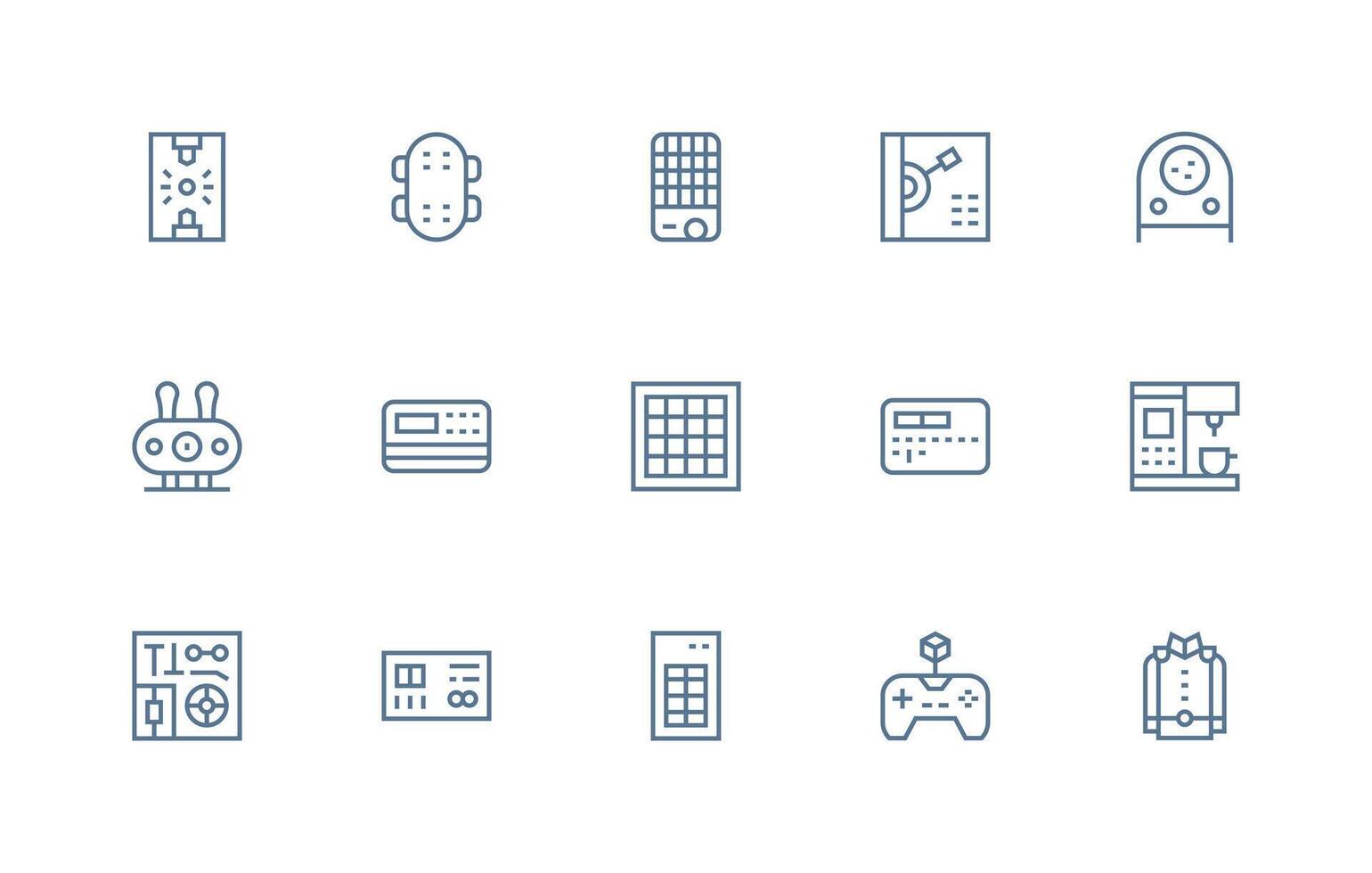 botones icono conjunto con 15 regular línea gráficos interfaz icono colección vector