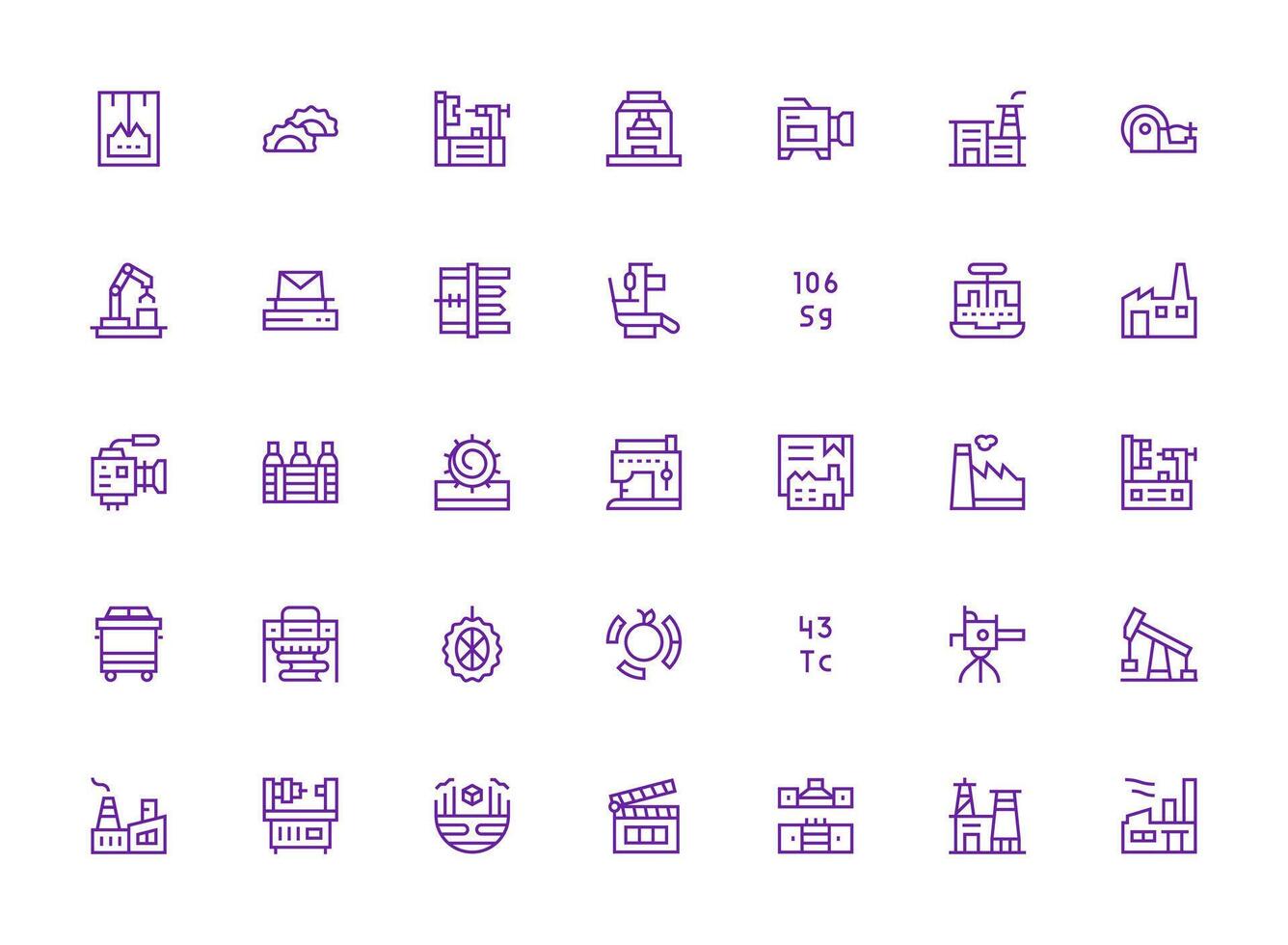 Regular Clean Line Style Production Icons with 35 Vectors Balanced Icon Set for Functional Design