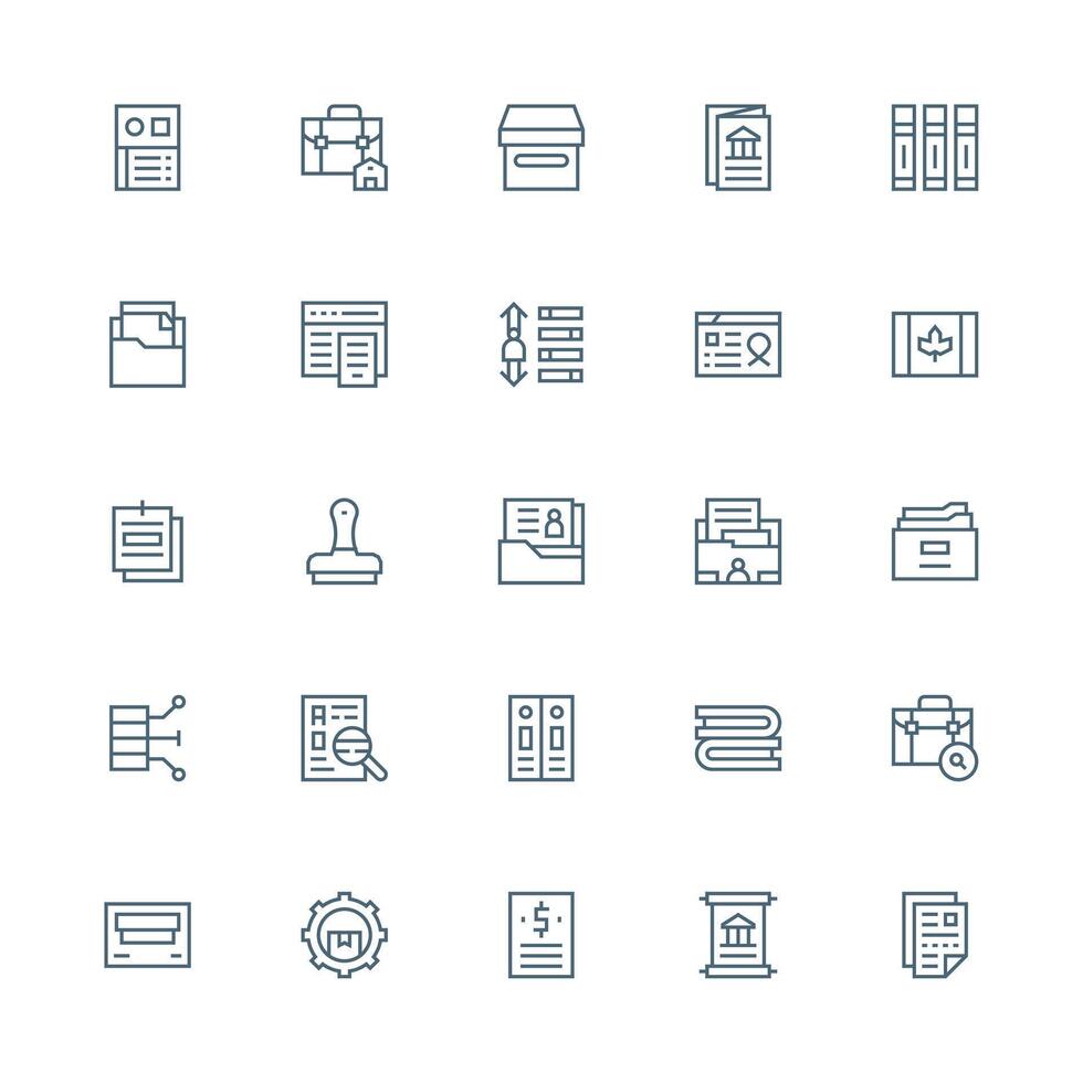 Medium Stroke Outline Style Records Icons with 25 Vectors Scalable Icons for All Themes