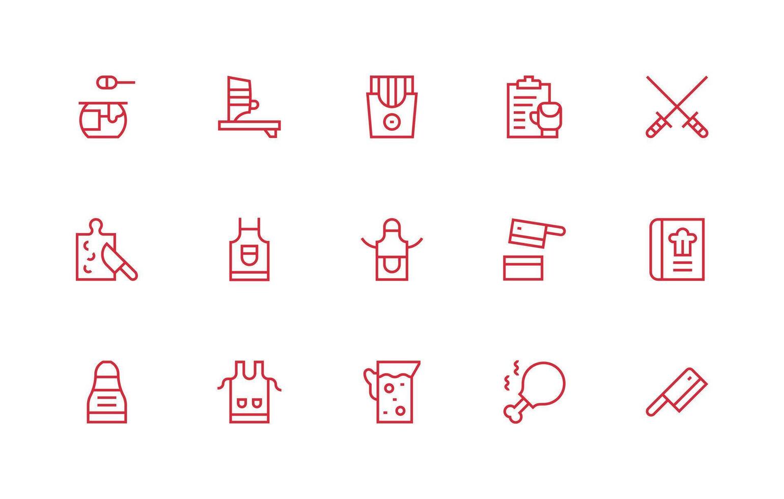 15 Preparation Icons in Regular Line Aesthetic Customizable Icon Series for Mobile Screens vector