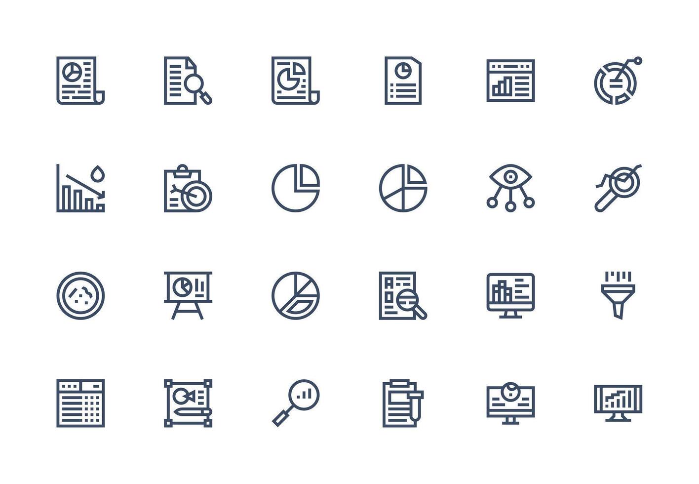 Data Analysis Set with 24 Thick Line Line Icons Design Ready Icon Set for Teams vector