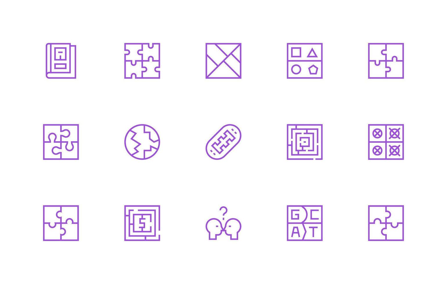 Puzzle featuring 15 Icons in Regular Line Design Fully Editable Icon Set for Web vector