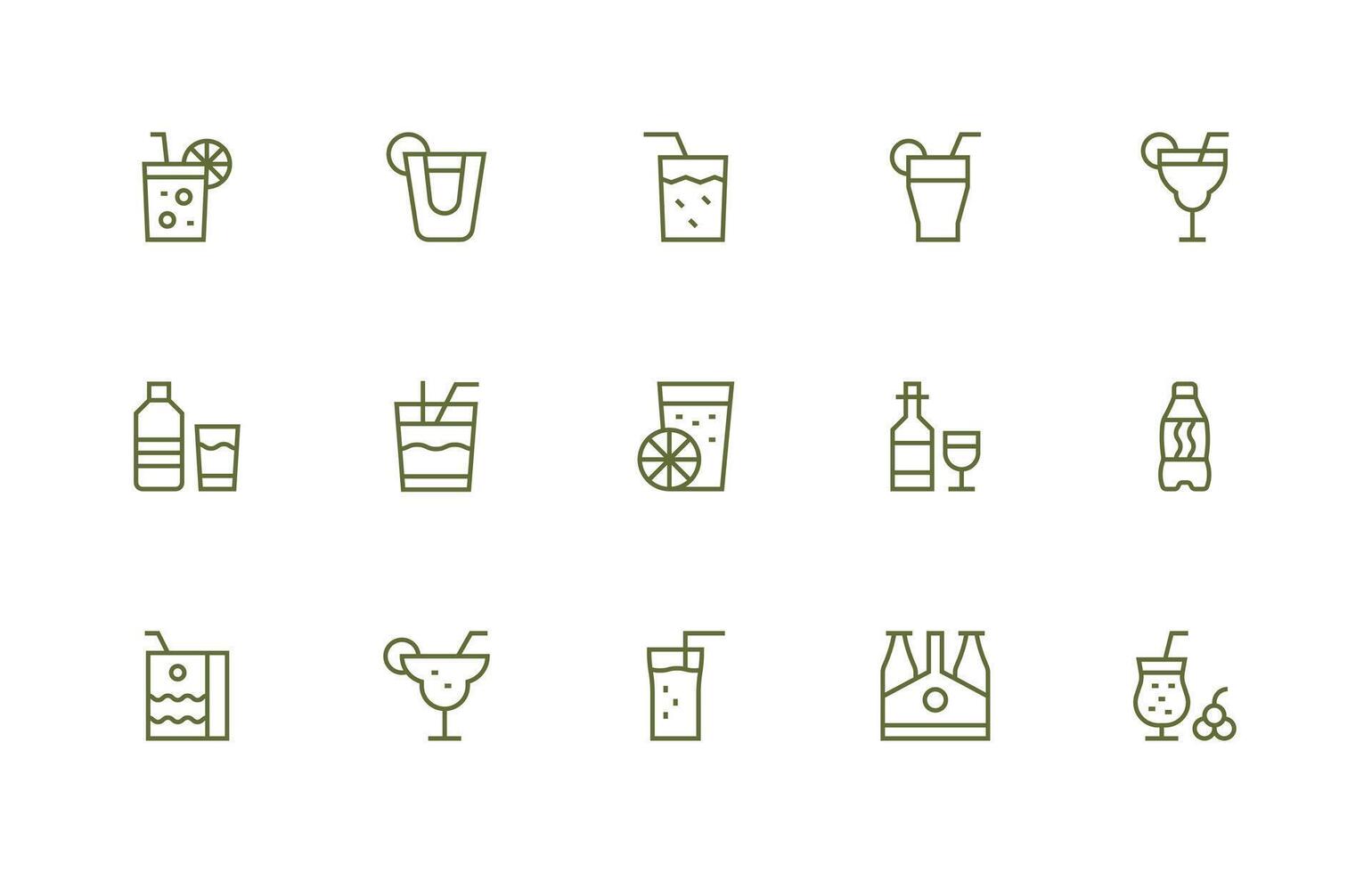 15 íconos para no alcohólico en regular línea formato completar icono haz para web diseño vector