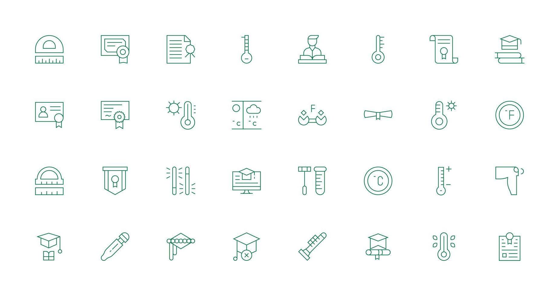32 Degree Icons in Thin Line Aesthetic Sharp Icons for Presentations vector