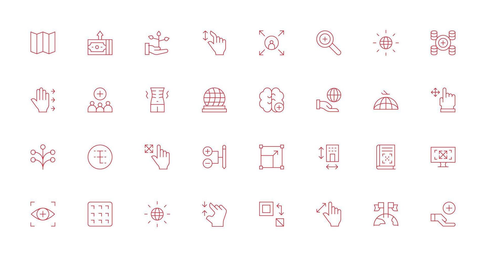 32 Thin Line Style Icons from Expand Collection Multi-Purpose Icon Pack for Templates vector