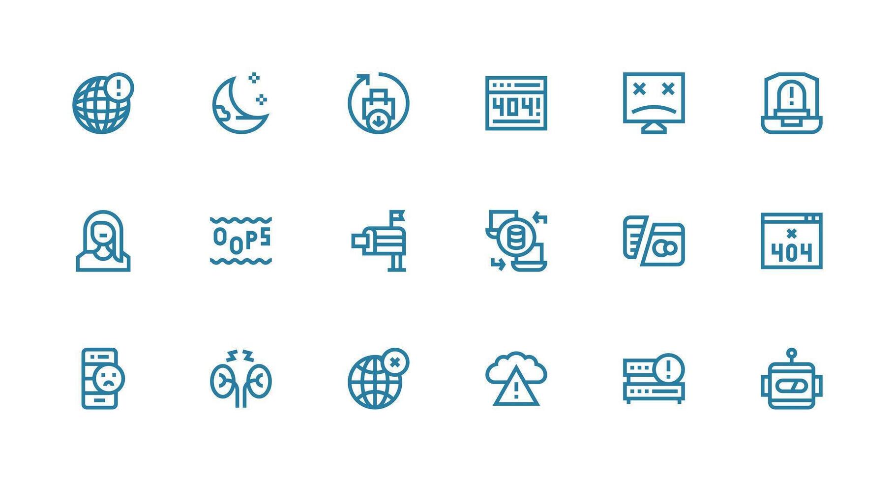 Strong Stroke Line Style Offline Icons with 18 Vectors Full Icon Library for UI Designers