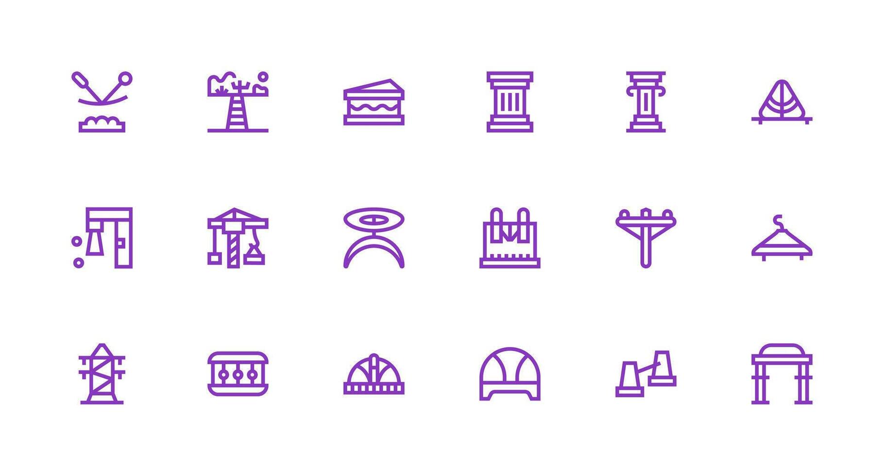 Strong Stroke Line Style Support Structure Icons with 18 Vectors Design Ready Icon Set for Teams