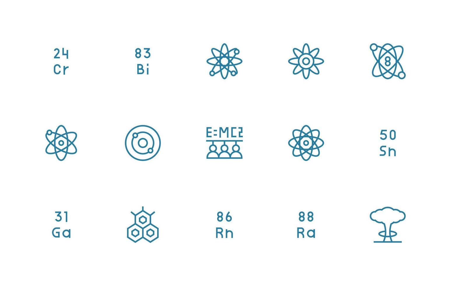 15 Regular Line Vectors for Atomic Theme Sharp Icons for Presentations