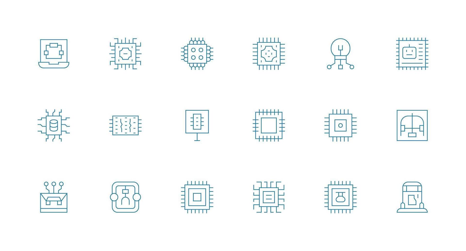 18 Minimal Line Icons for Microchip Graphics Clean Icon Collection for Web Use vector