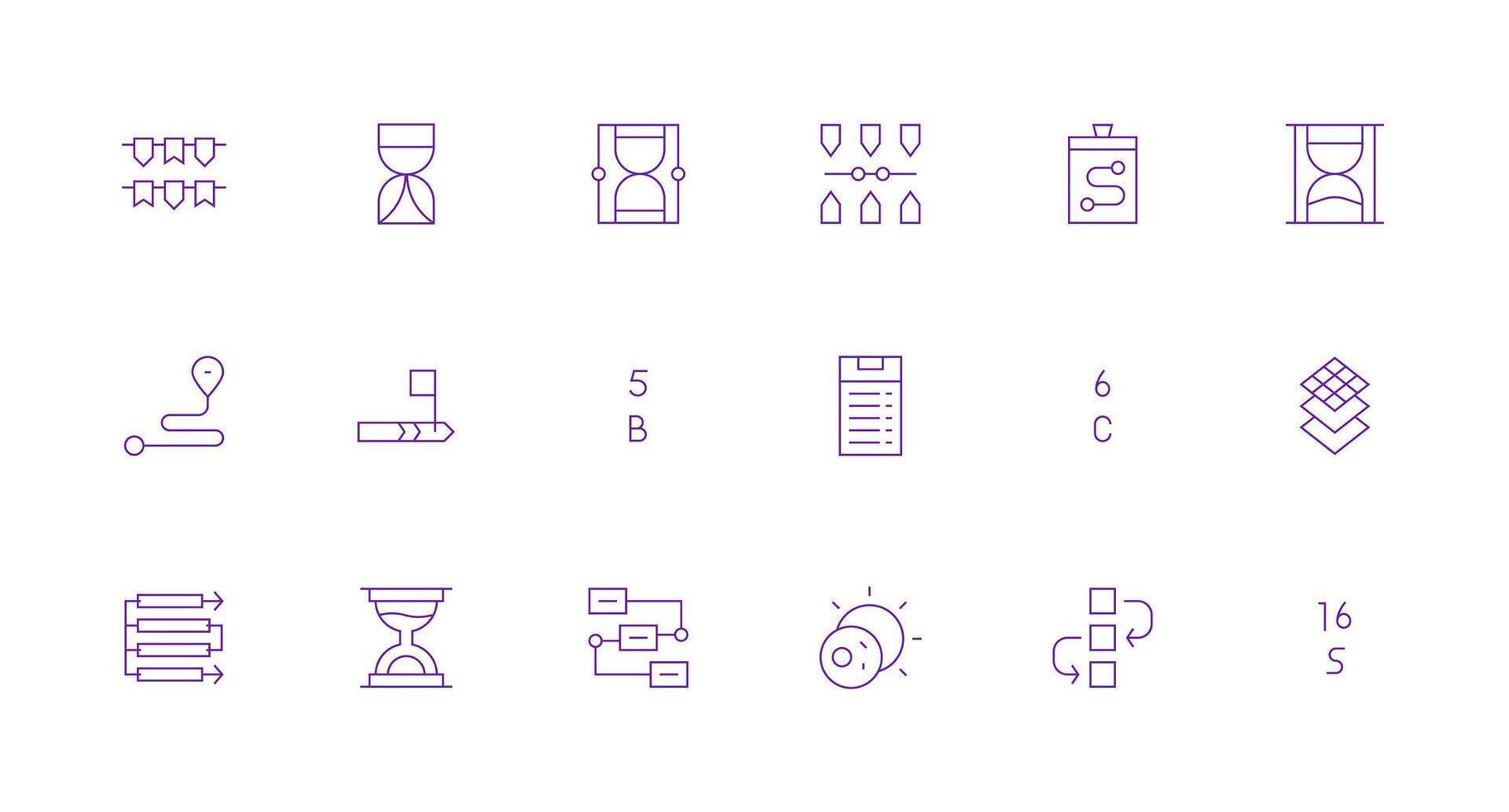Sequence Icon Collection with 18 Minimal Line Designs Web and App Icon Pack Collection vector