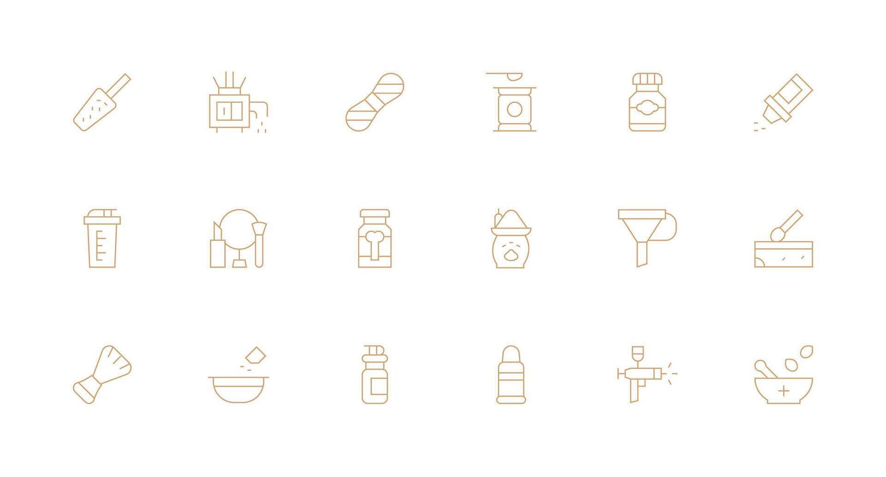 Powder Icon Set with 18 Minimal Line Graphics Neat Icon Set vector