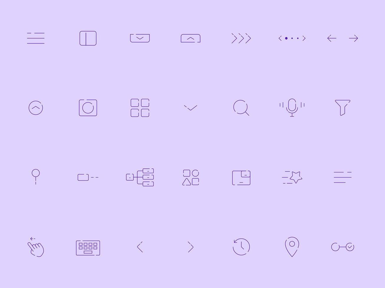 Navigation Outline Icons Collection for UI UX Minimalist Disconnected Style vector