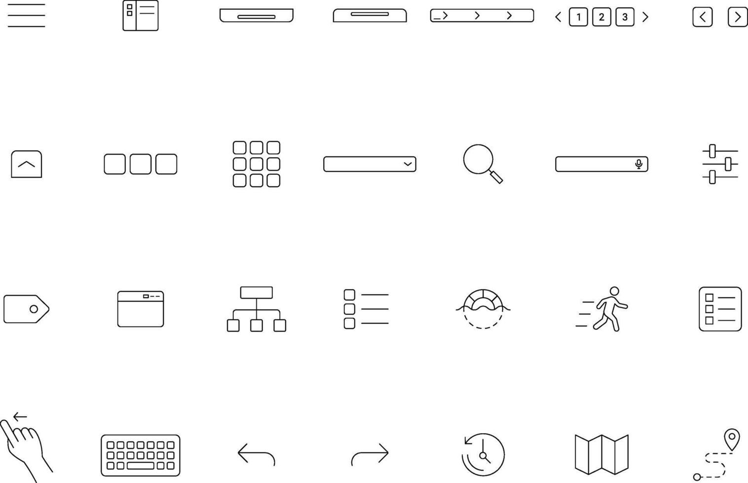 Navigation Outline Icons Collection for UI UX Modern Linear Style vector