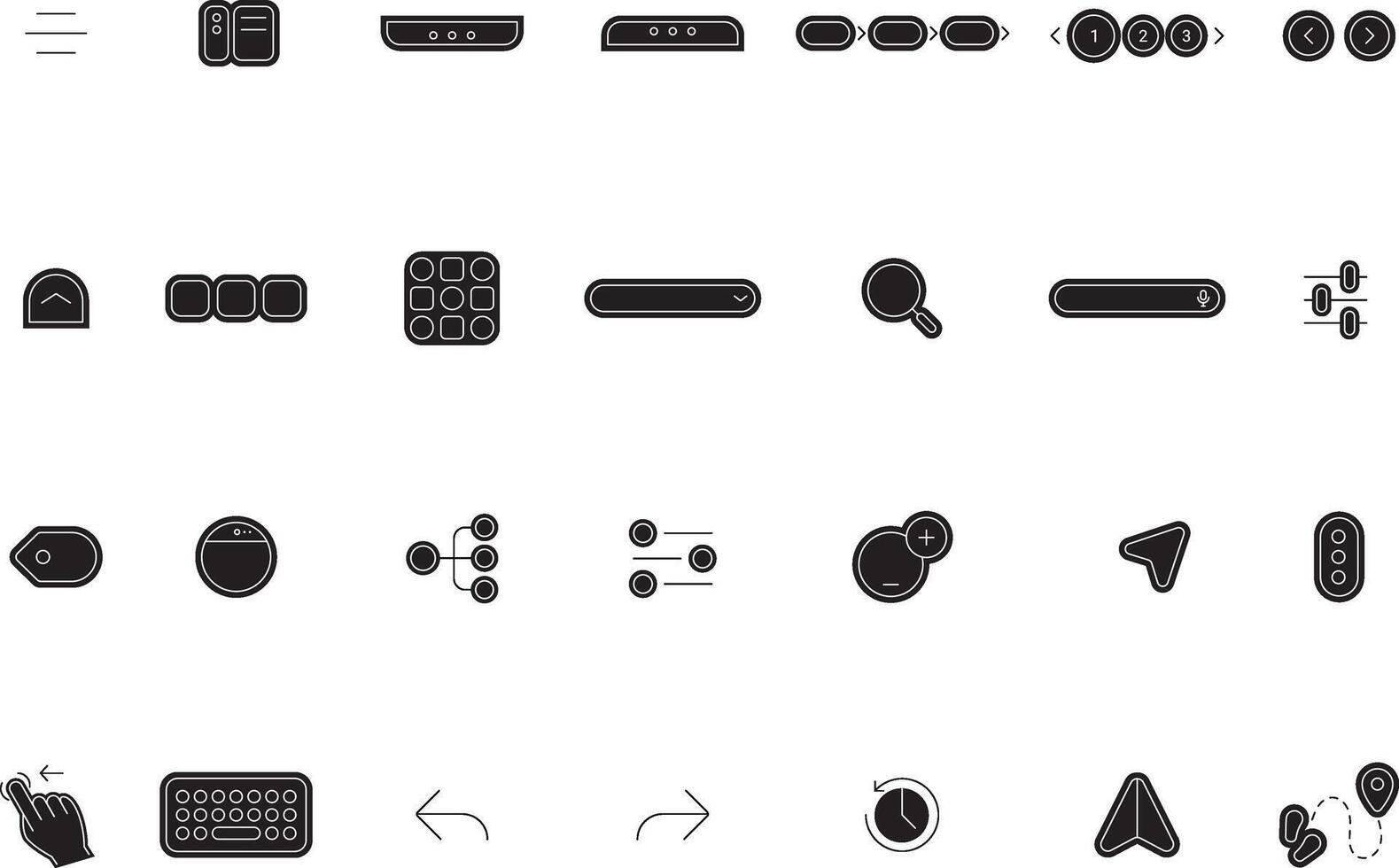 Navigation Outline Icons Collection for UI UX Modern Button Style vector