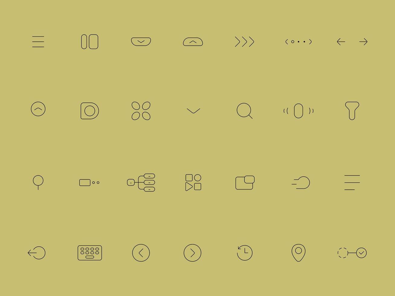 Navigation Outline Icons Collection for UI UX Minimalist Cuteline Style vector