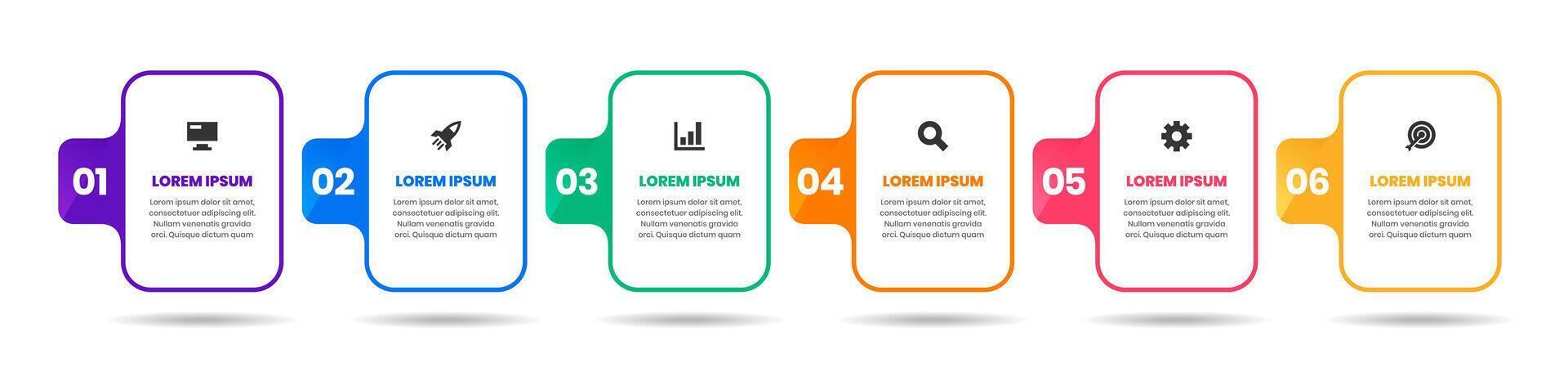 Label Infographic Element Design Templates with Icons and 6 Steps. Suitable for Process Diagram, Workflow Layout, Banner, Flow Chart, Infographic vector