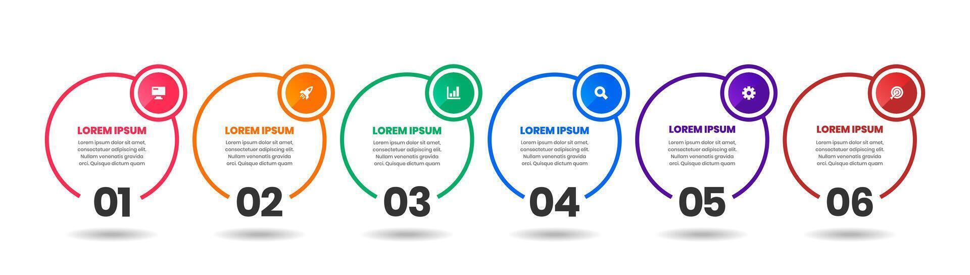 Circle Infographic Element Design Templates with Icons and 6 Numbers. Good for Process Diagram, Presentations, Workflow Layout, Banner, Infographic vector