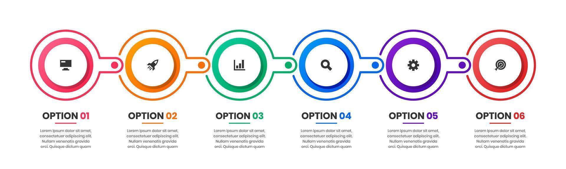 Timeline Circle Infographic Element Design Templates with Icons and 6 Options or Steps. Suitable for Process Diagram, Presentations, Workflow Layout, Banner vector