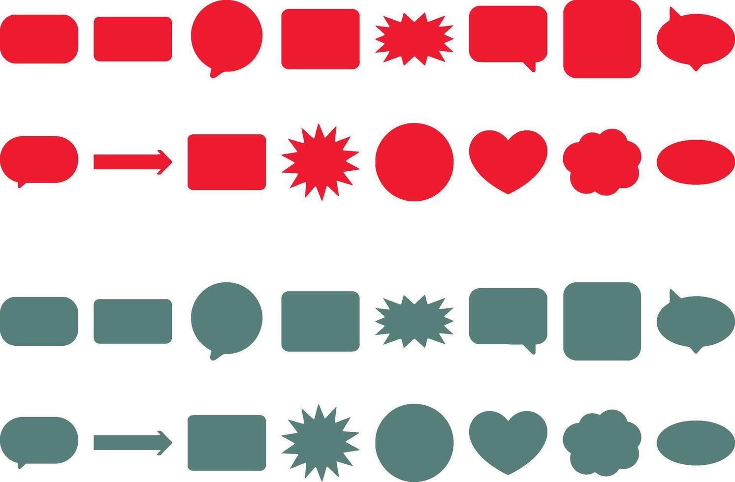 Modern geometric shapes in red and green for infographics and data visualization uses vector