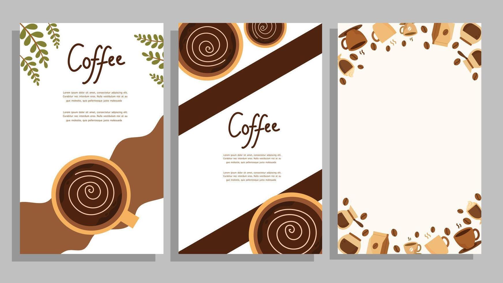 Coffee flyer template design with rolls beans abstract frame layout vector