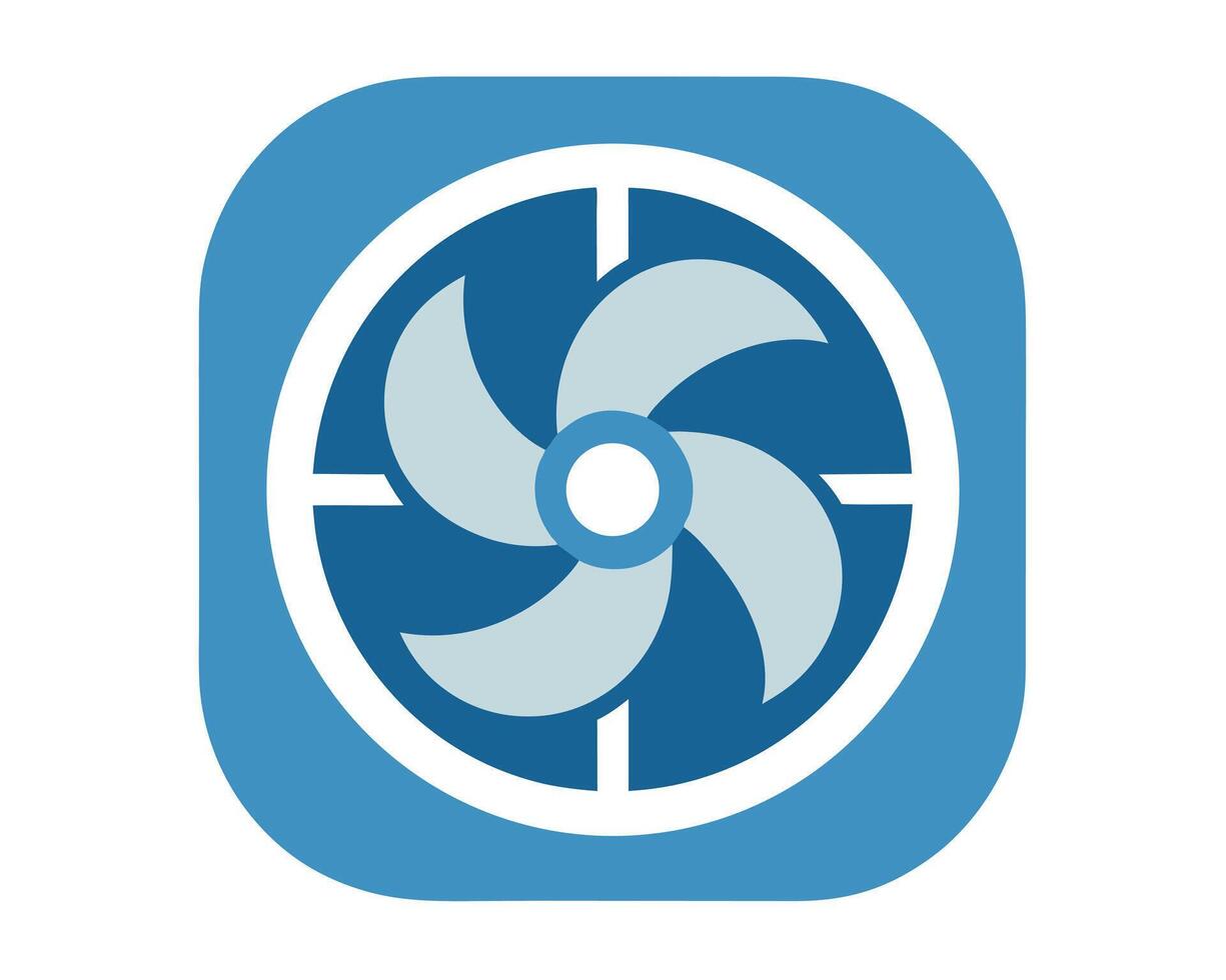 Serene Blue Fan Icon A Calming Rotating Design in a Square App Icon for Cooling Technology vector