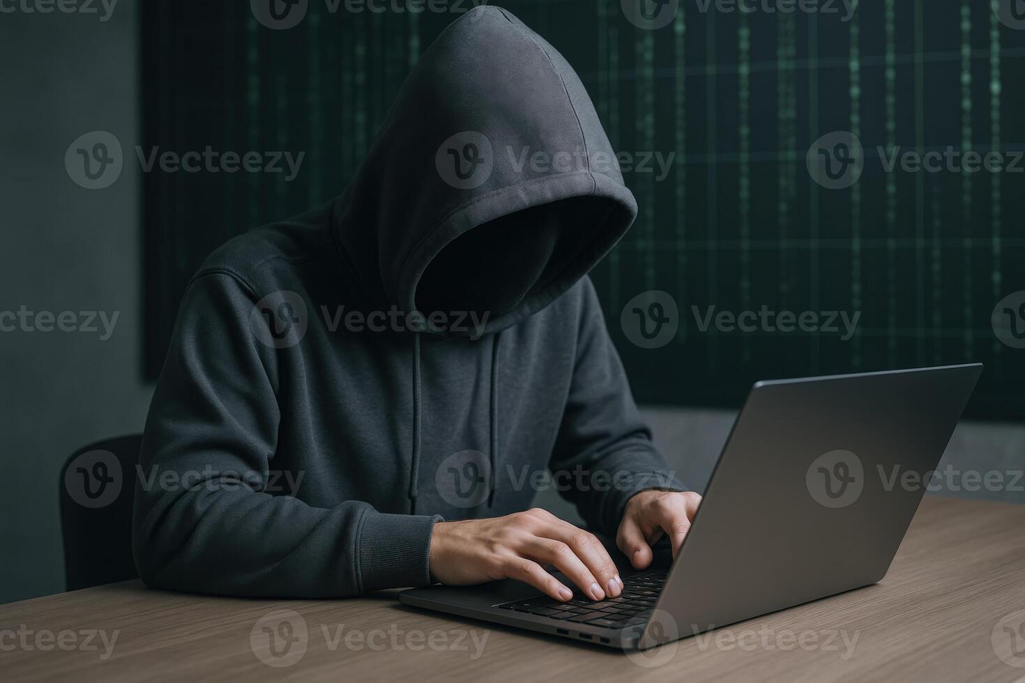 anónimo hacker codificación malware en computadora portátil, ciber seguridad amenaza, datos incumplimiento, digital crimen foto