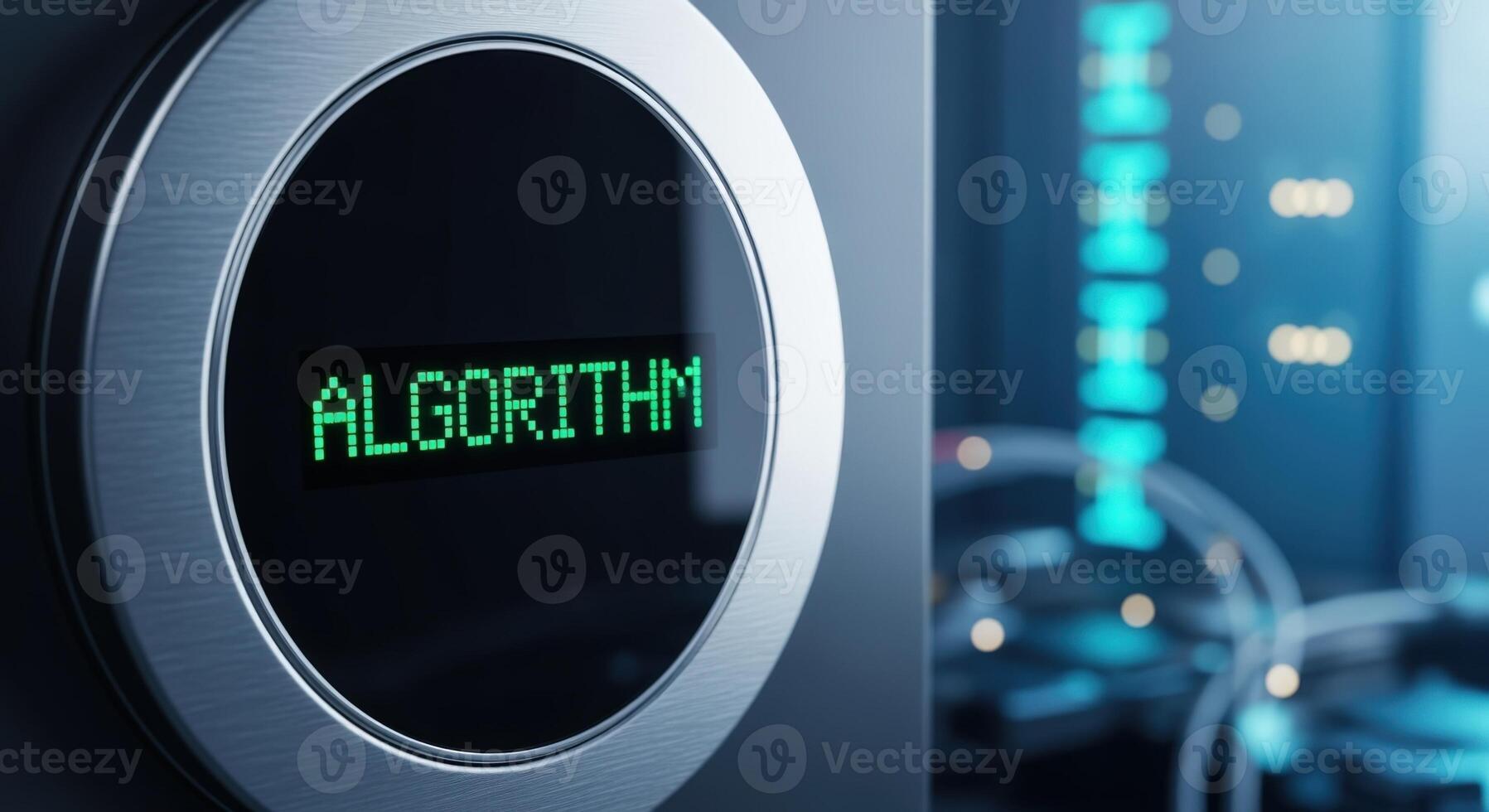 Algorithm Concept Displayed on a Digital Screen, representing artificial intelligence, advanced computing, and secure data processes photo