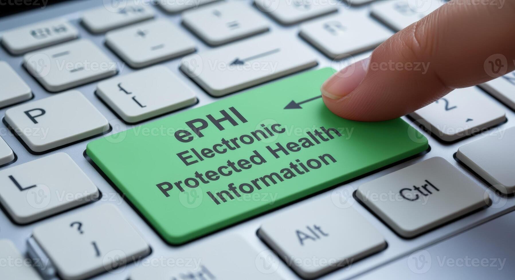 Electronic Protected Health Information Concept Finger Pressing ePHI Button on a Computer Keyboard photo