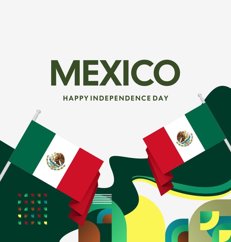 Mexico National Day. This visually stunning design features layered geometric shapes that create a sense of depth and movement, ideal for celebrating the holiday in style. vector