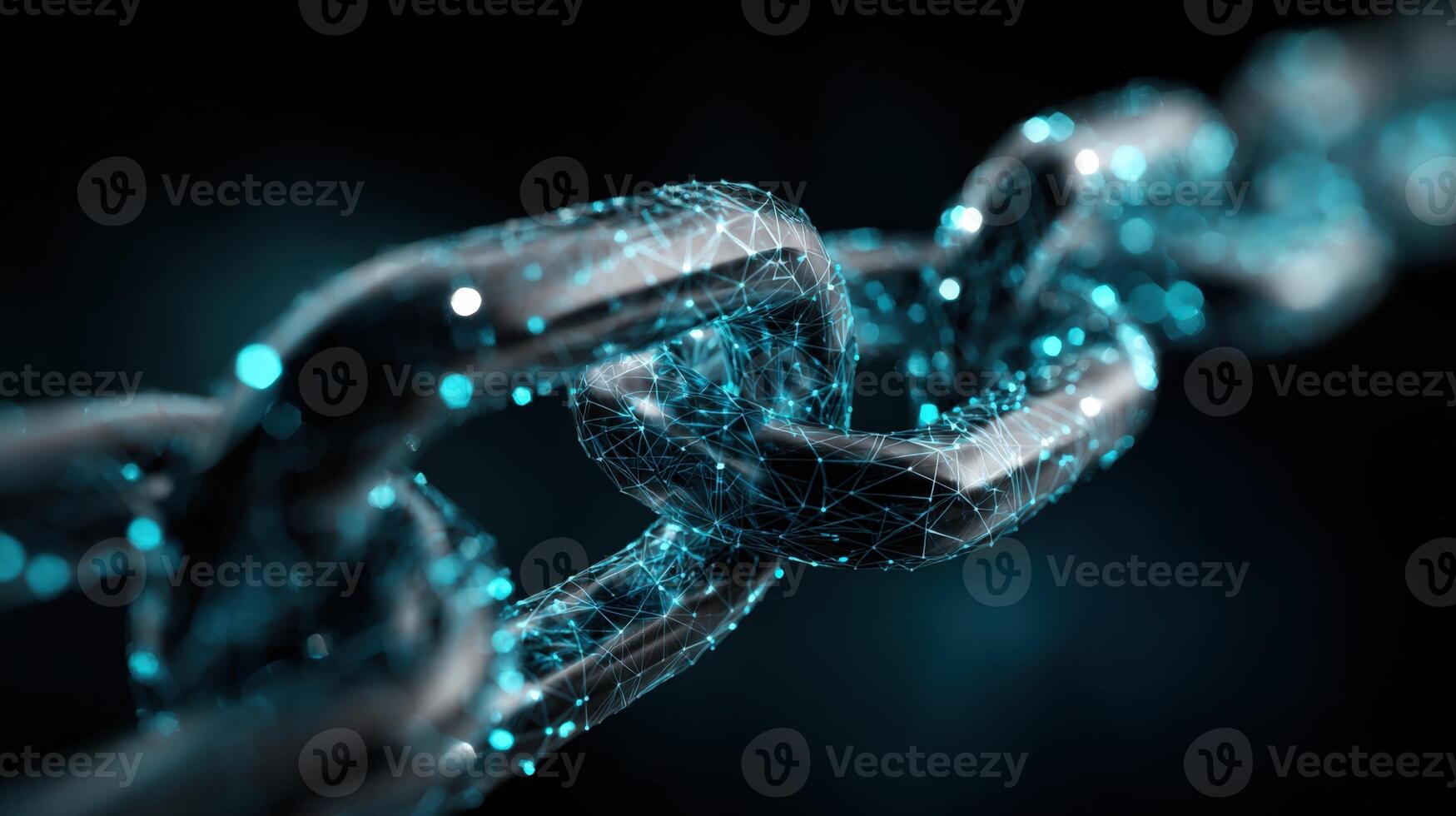 Abstract Chain Links Network Secure Connection, Blockchain Technology, Interconnectivity Concept, Data Security, and Digital Solutions photo