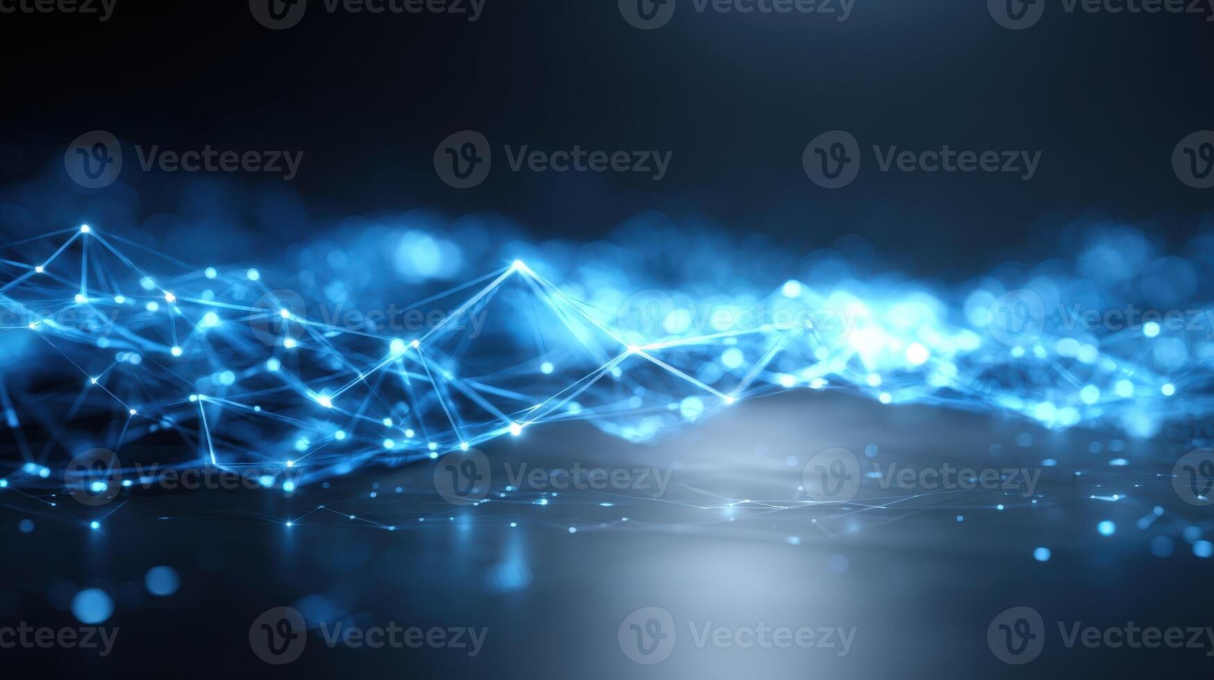 Futuristic Abstract Network Connection Structure Digital Data Visualization with Glowing Blue Light and Plexus Effect photo
