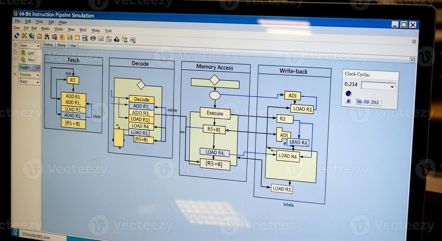Model Based System Design Software Displaying a Complex Block Diagram on a Computer Monitor. photo