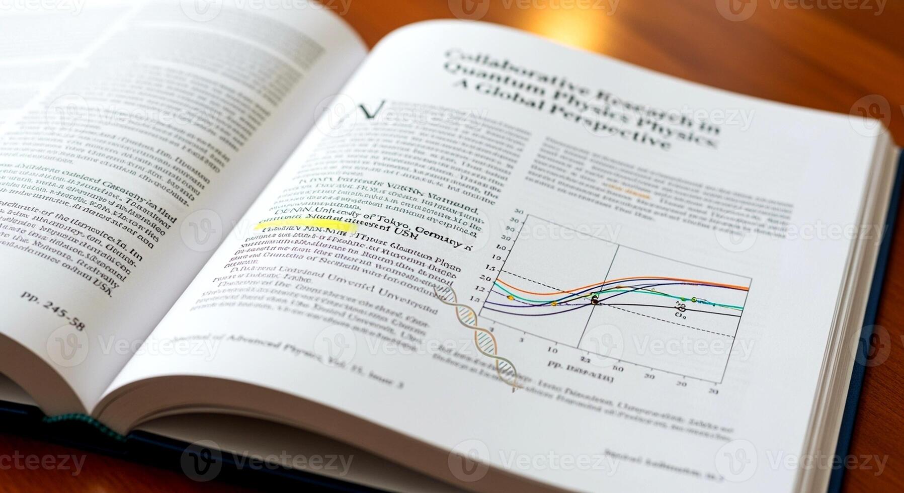 Open Textbook Displaying Physics Principles and Complex Research Data. photo
