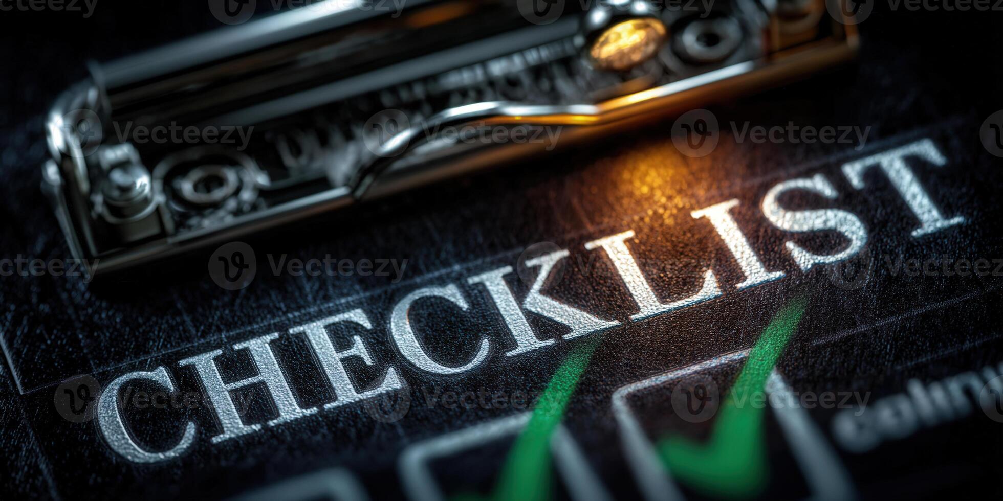 A detailed view of a checklist, highlighting a completed task with a checkmark. photo