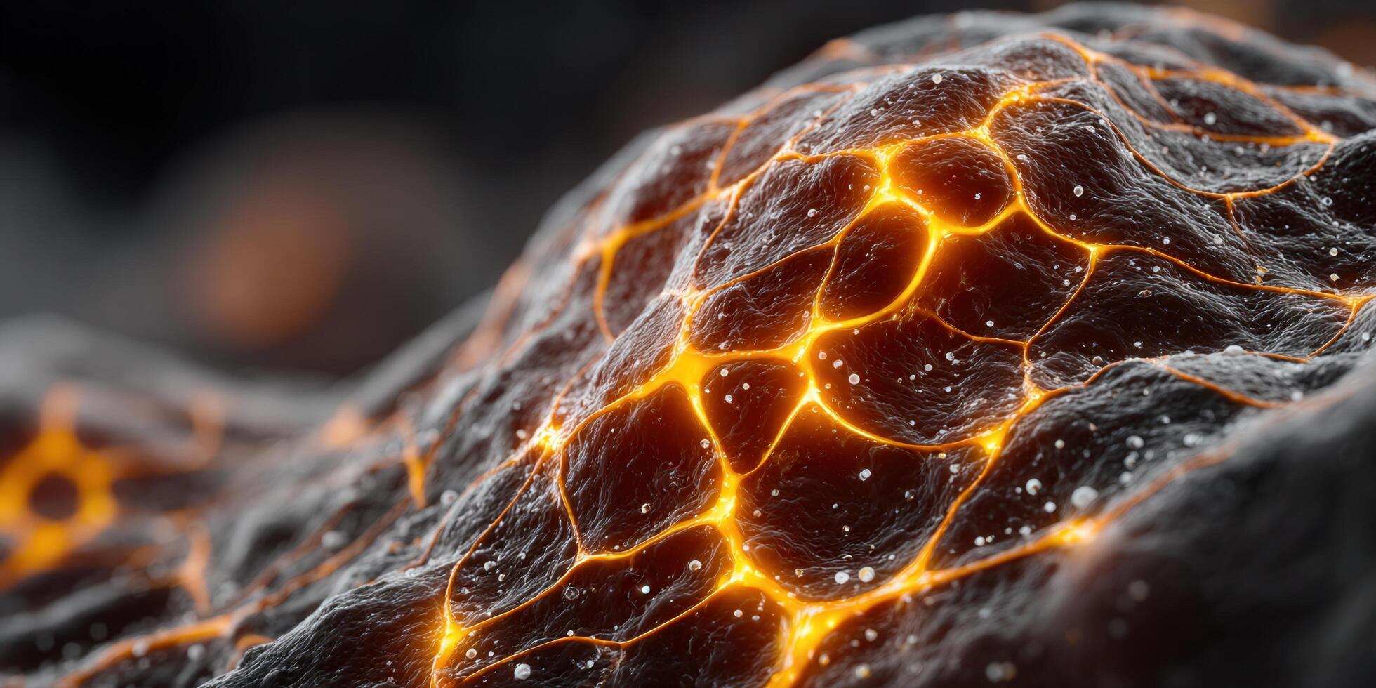 Vibrant lava surface with intricate patterns and glowing, fiery textures up close. photo