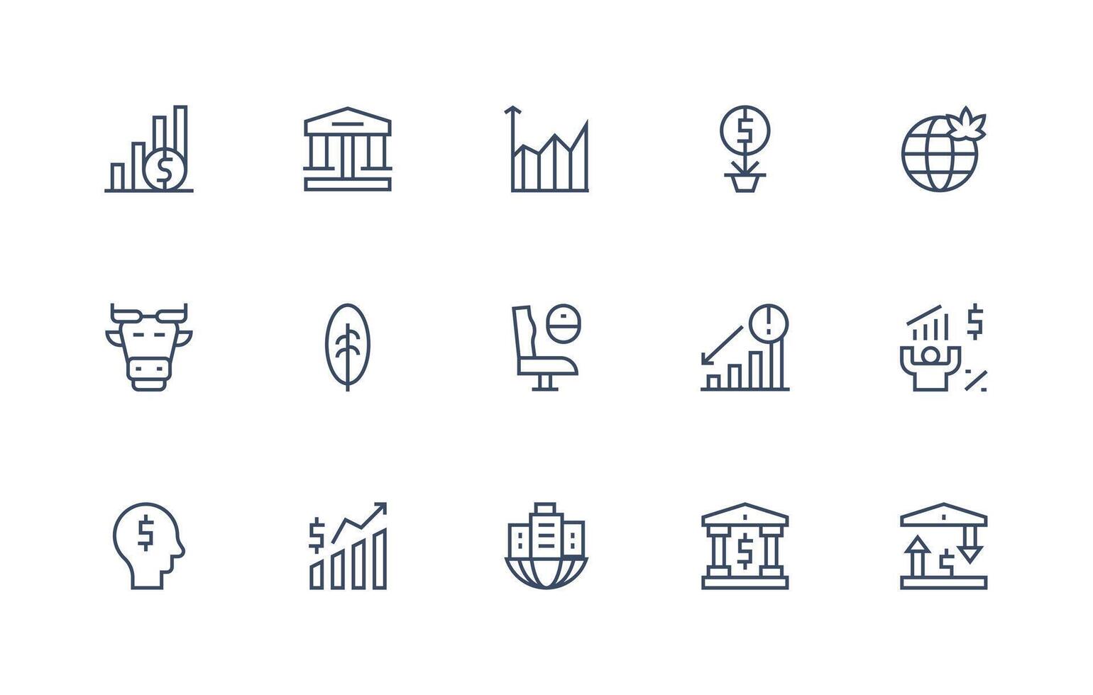 15 Regular Line Icons for Economy Graphics Scalable Icons for All Themes vector