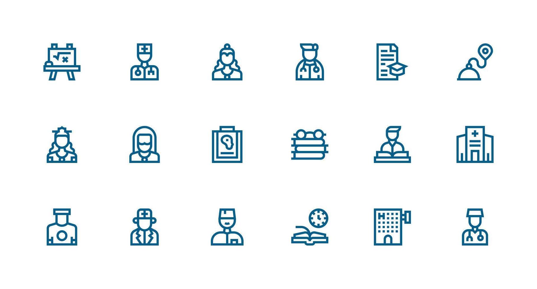 Exam featuring 18 Icons in Strong Stroke Line Design Pixel Perfect Icon Set vector