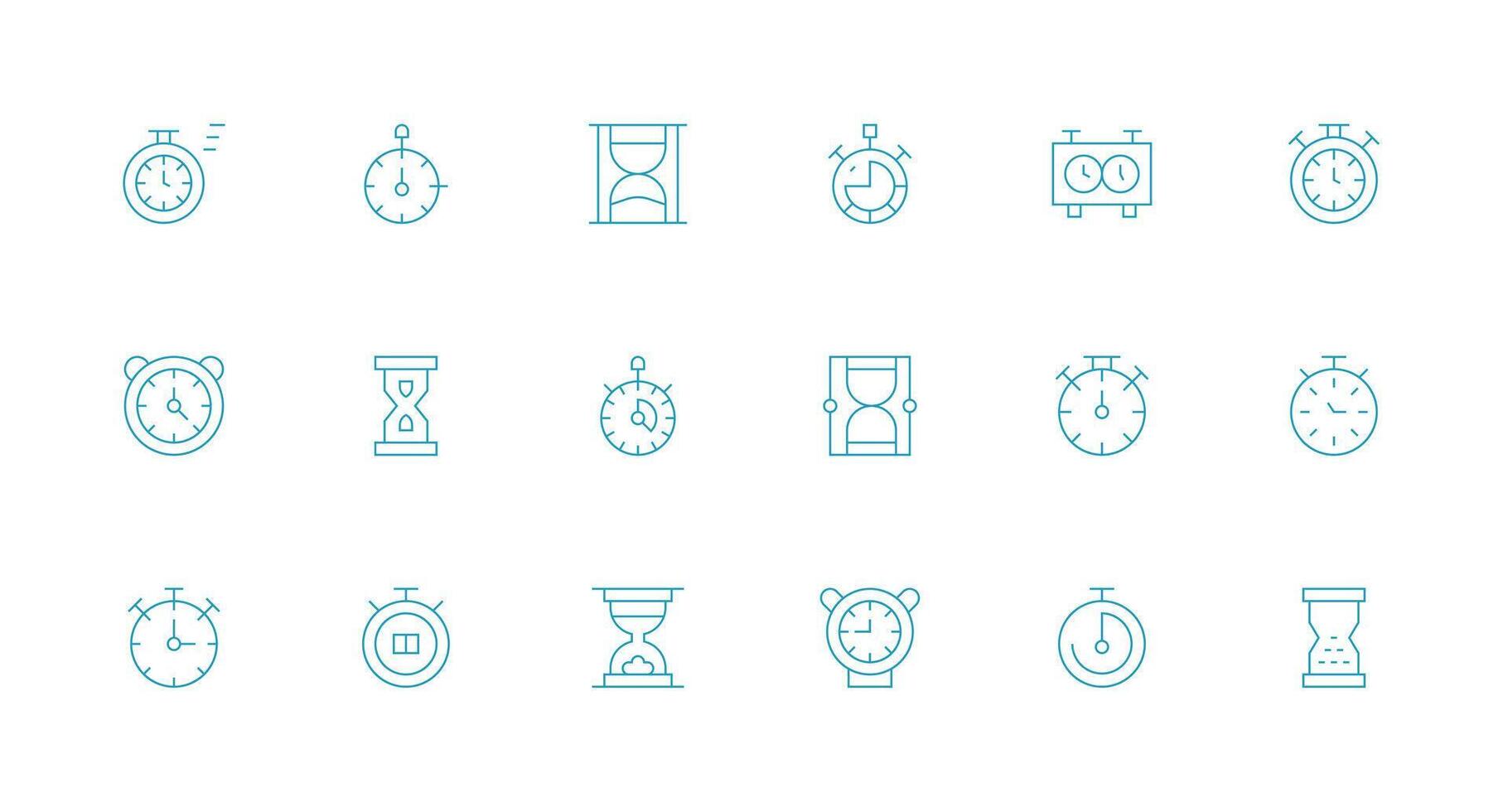 Elapsed Time Set with 18 Minimal Line Icons Web and App Icon Pack Collection vector