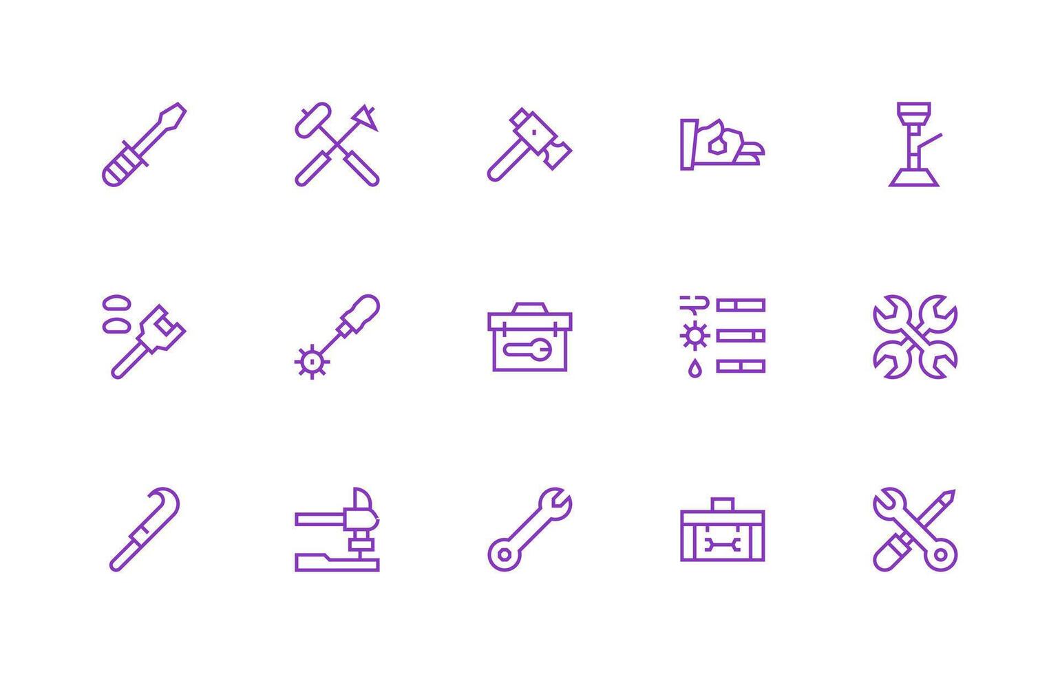 Wrench featuring 15 Icons in Regular Line Design Line Icon Collection vector