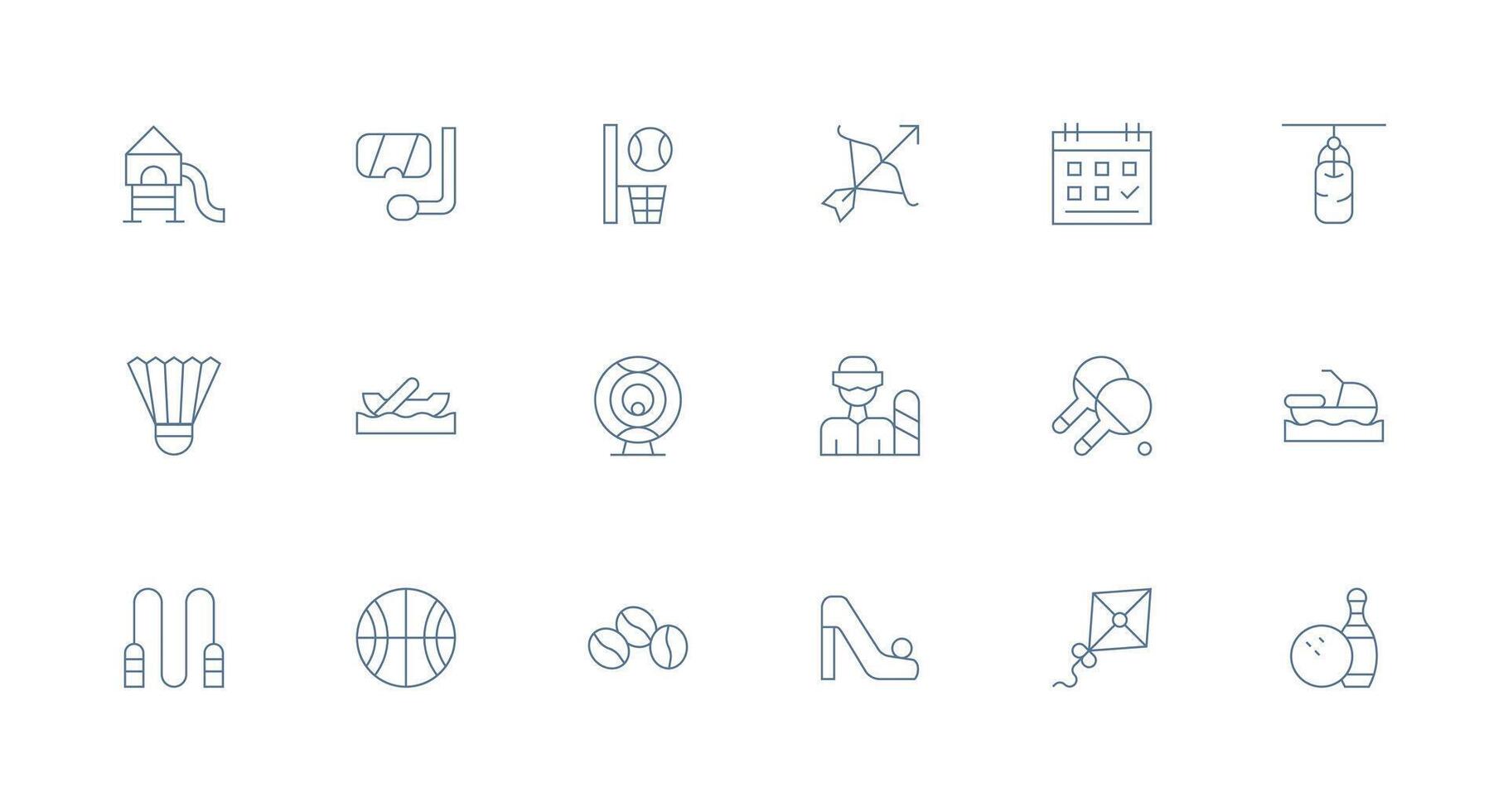 Activity Set with 18 Minimal Line Icons Sharp Icons for Presentations vector